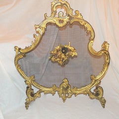 Wonderful French Gilt Doré Bronze Fire Place Screen Trion of Cherubs Firescreen