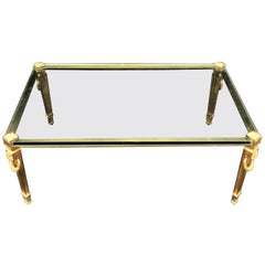 Wonderful French Guerin Bronze Neoclassical Glass Cocktail Bagues Coffee Table