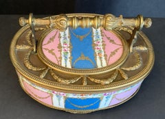 Wonderful French Hand Painted Sèvres Porcelain Bronze Ormolu Oval Casket Box