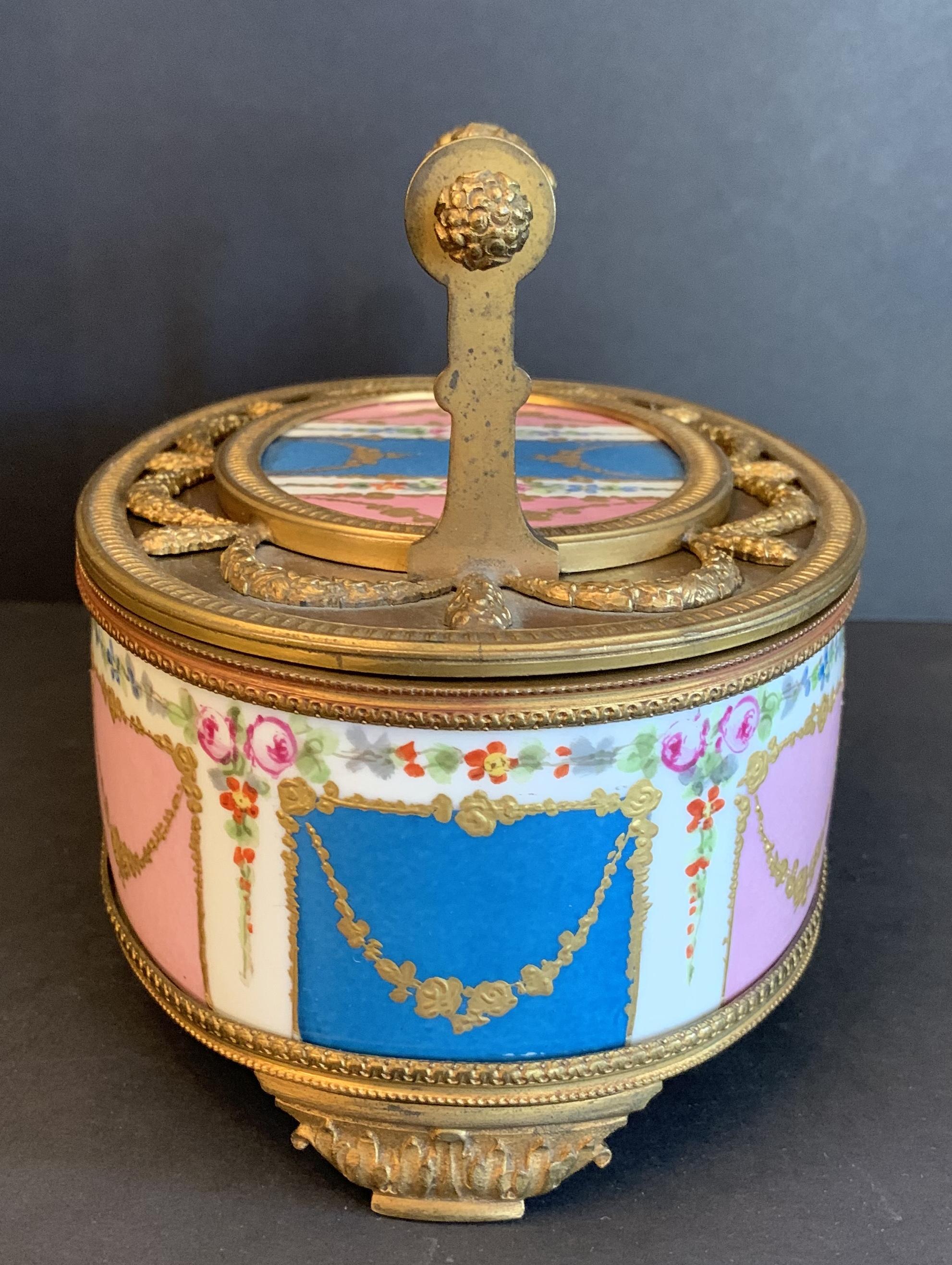 Hand-Painted Wonderful French Hand Painted Sèvres Porcelain Bronze Ormolu Oval Casket Box