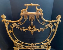Wonderful French Louis XV Dore Bronze Fireplace Garland Swag Shield Form Screen