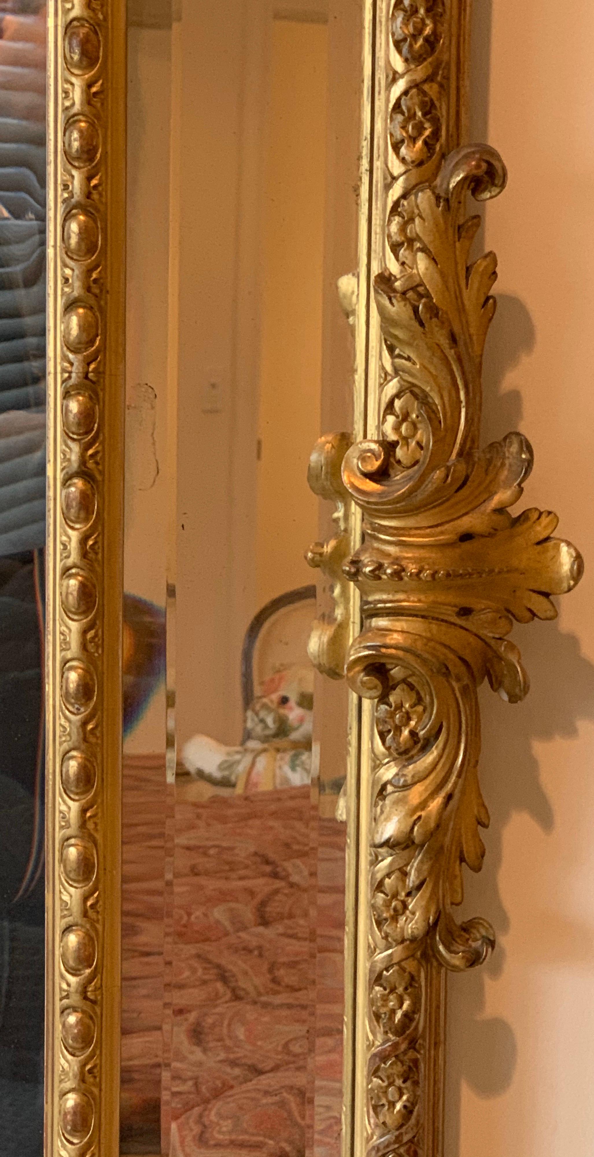Wonderful French Louis XVI Philippe Style Cushion Wood Carved Gold Gilt Mirror For Sale 1