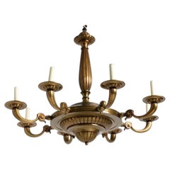 Wonderful French Louis XVI Regency Empire Fluted Bronze Eight Arm Chandelier
