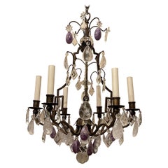 Wonderful French Maison Bagues Amethyst Rock Crystal 6 Light Pagoda Chandelier