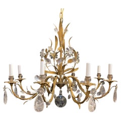 Wonderful French Maison Baguès Gold Gilt Rock Crystal Large Basket Chandelier Wonderful French Maison Baguès Gold Gilt Rock Crystal Large Basket Chandelier