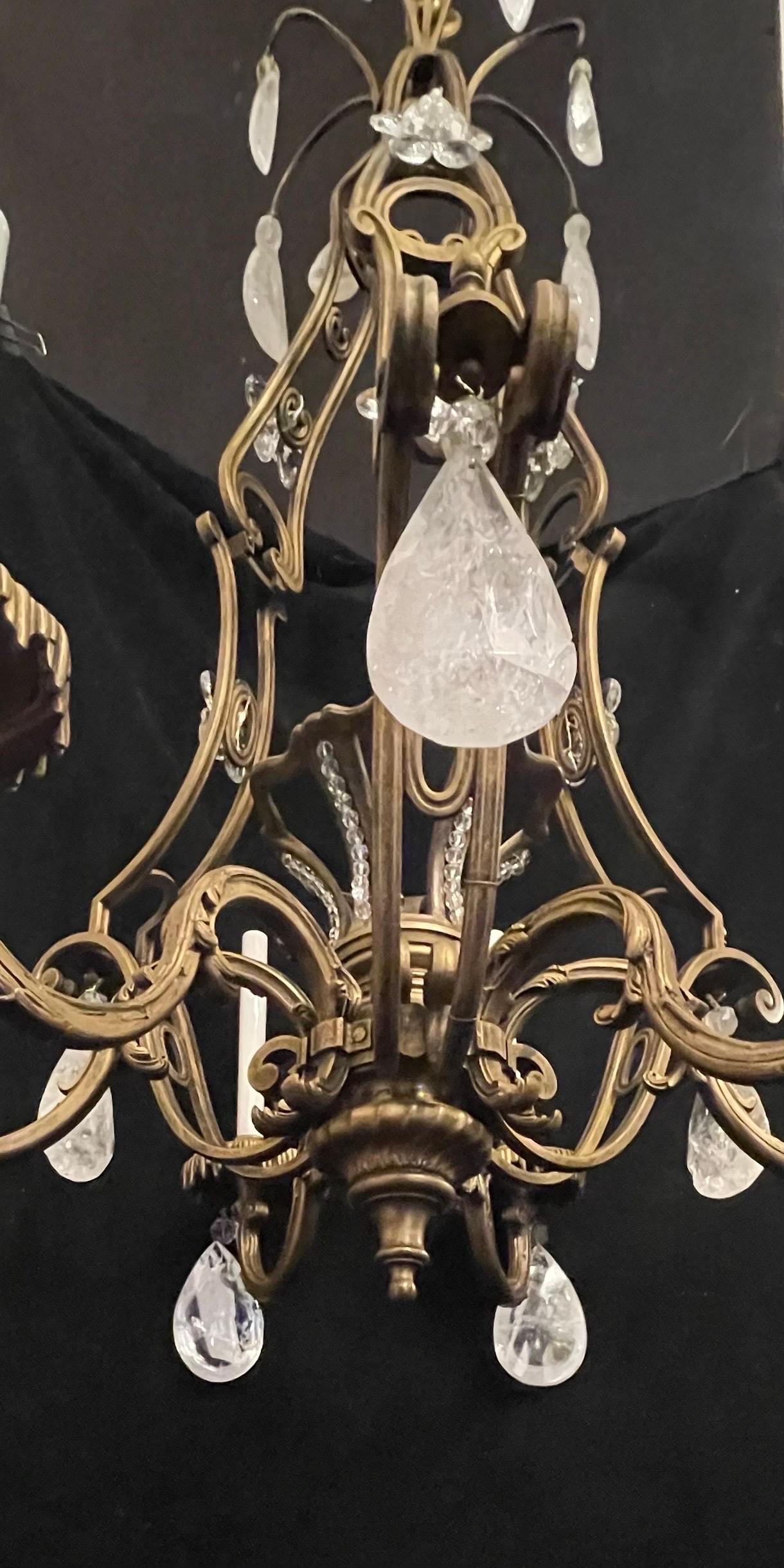 Doré Merveilleux lustre à 6 lumières de la Maison Baguès, grande cage à oiseaux en bronze en vente