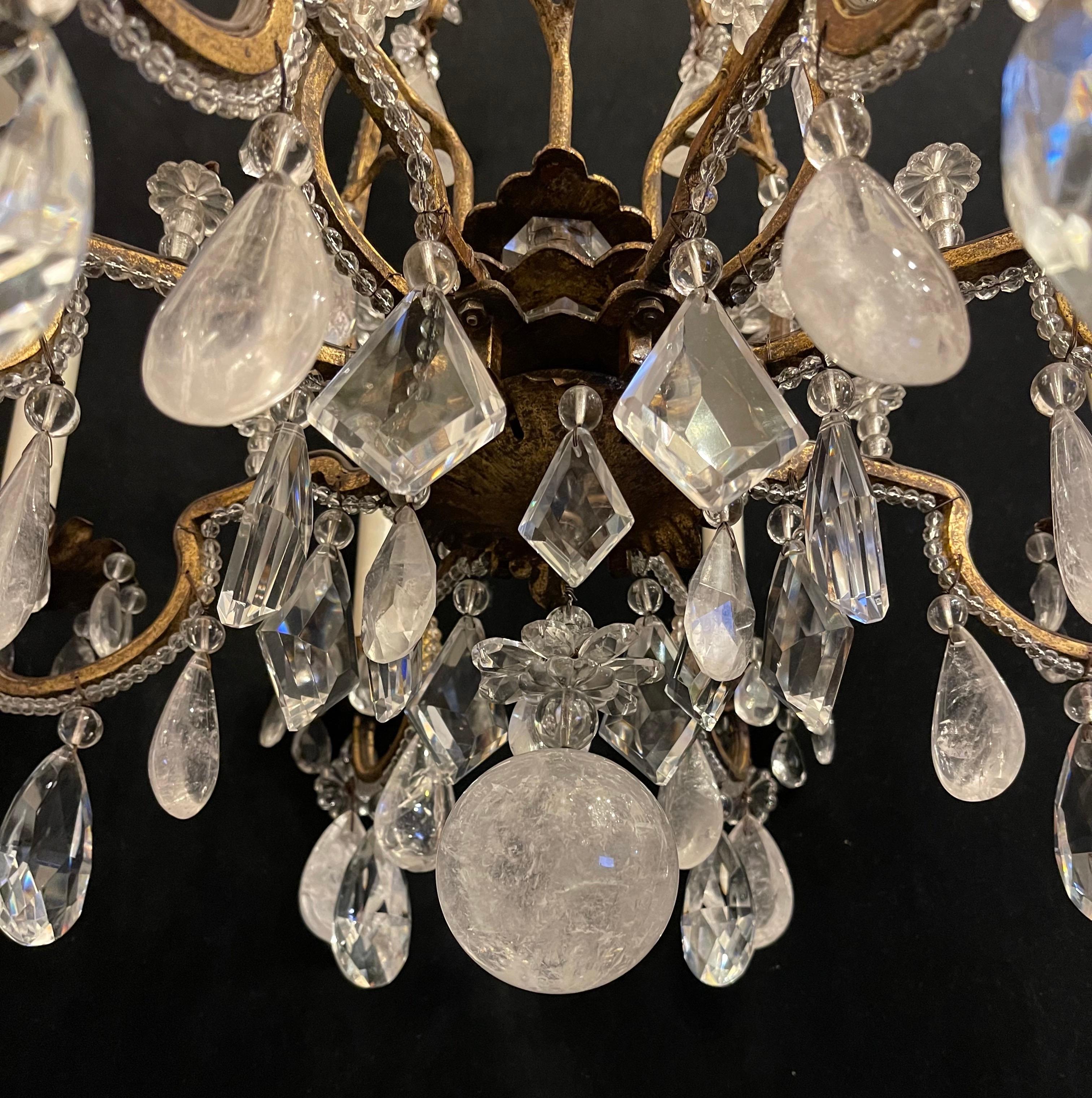 Wonderful French Maison Baguès Louis XV Rock Crystal Beaded Jansen Chandelier In Good Condition In Roslyn, NY