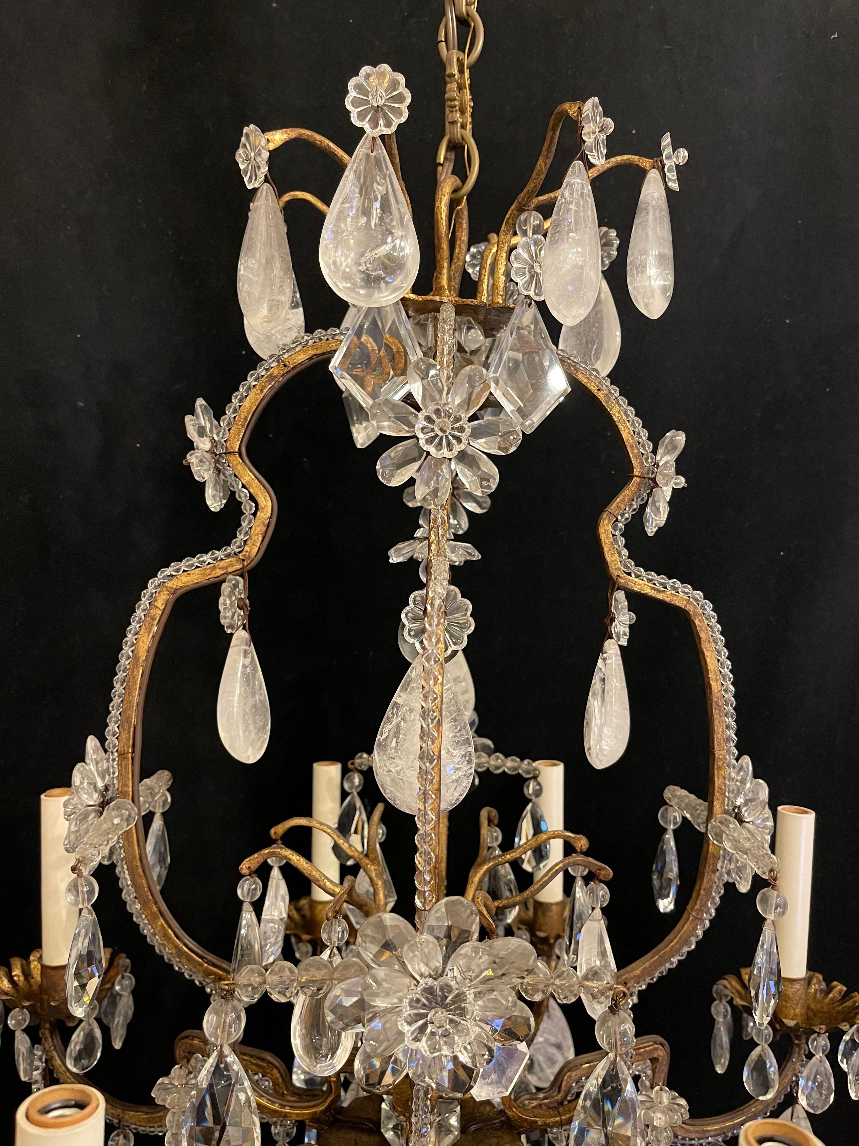 20th Century Wonderful French Maison Baguès Louis XV Rock Crystal Beaded Jansen Chandelier