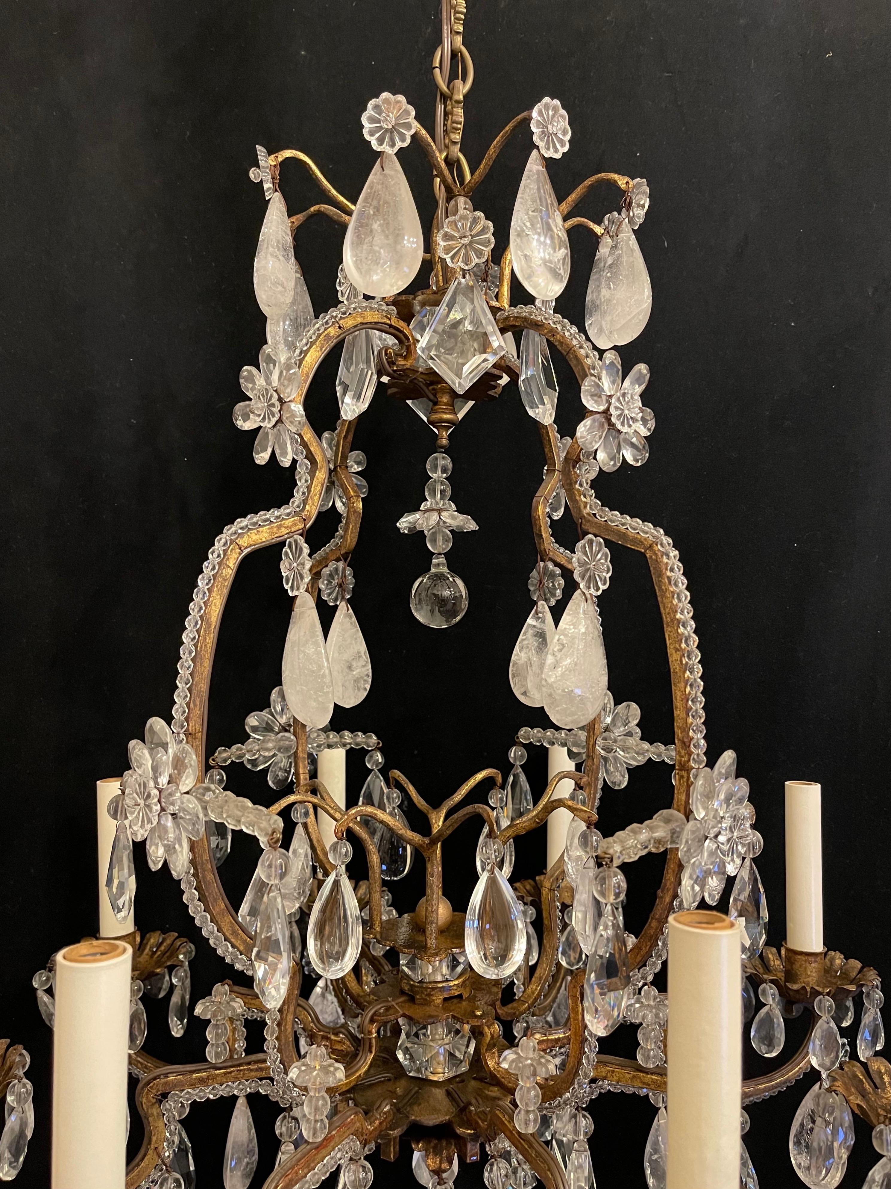 Wonderful French Maison Baguès Louis XV Rock Crystal Beaded Jansen Chandelier 2