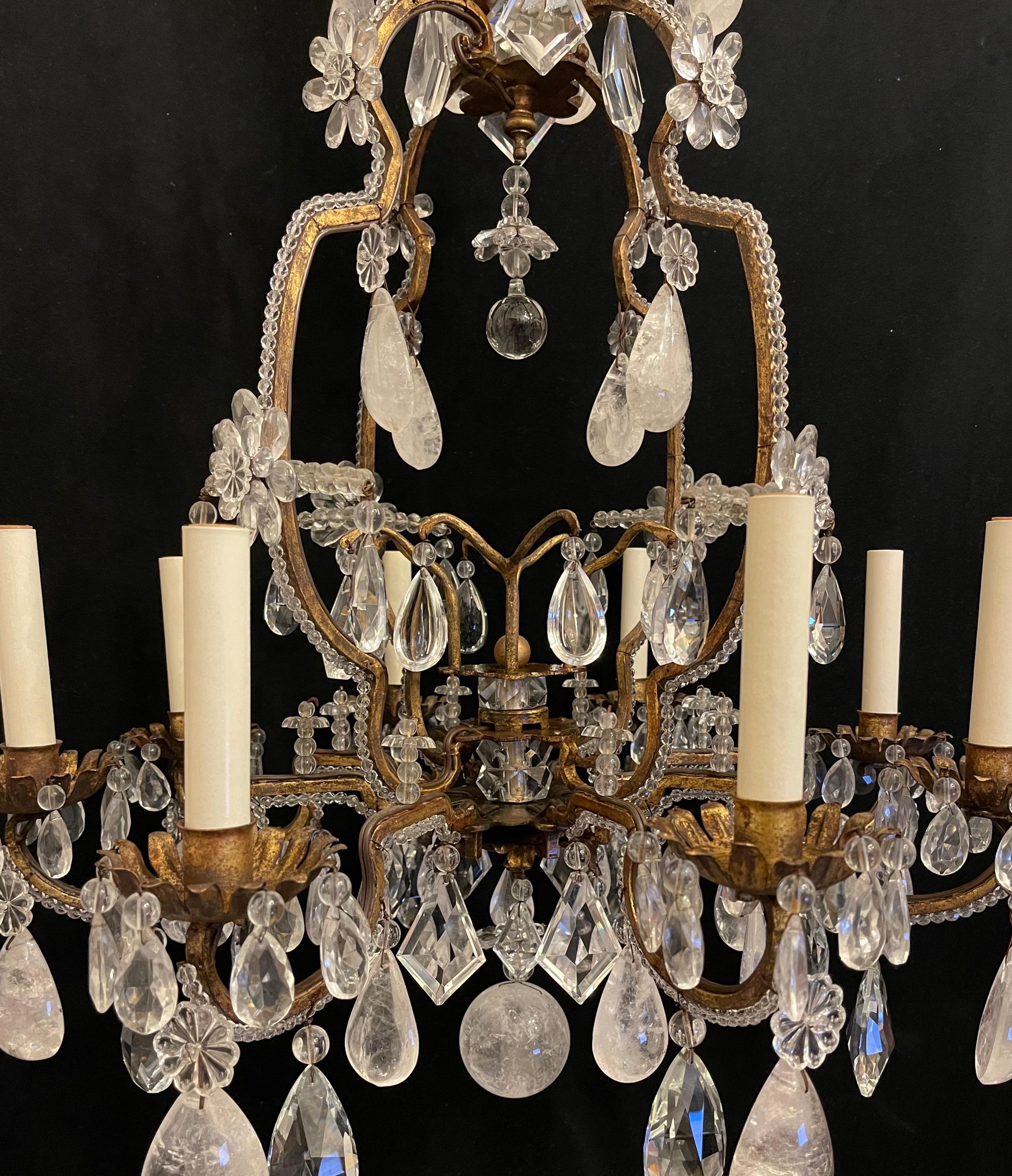 Wonderful French Maison Baguès Louis XV Rock Crystal Beaded Jansen Chandelier 3