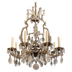 Merveilleux lustre Jansen en perles de cristal de roche de la Maison Bagus Louis XV française