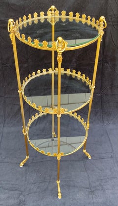 Wonderful French Maison Bagues Ormolu Bronze 3 Glass Tier Gueridon Table Stand