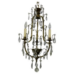 Wonderful French Maison Bagues Petite Bronze Crystal Chandelier Light Fixture