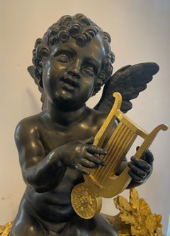 Wonderful French Marble Ormolu Bronze Cherub Putti Large Clock Monbro Aine Paris