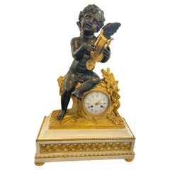 Antique Wonderful French Marble Ormolu Bronze Cherub Putti Large Clock Monbro Aine Paris