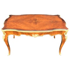 Wonderful French Marquetry Bronze Ormolu Mounted Cocktail Coffee Table Glass Top