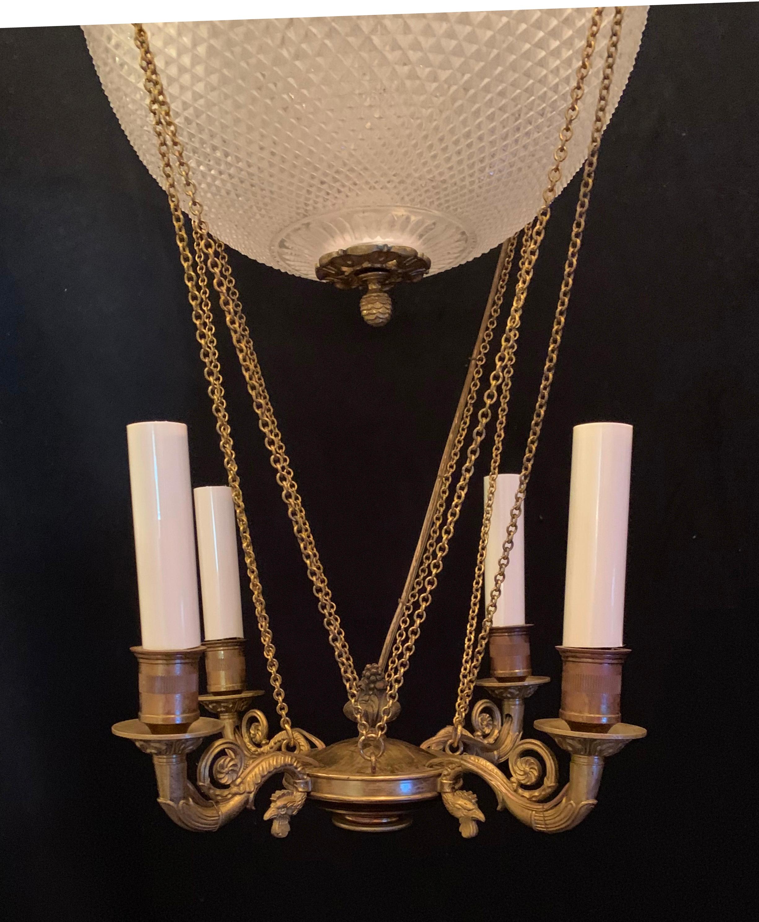 Gilt Wonderful French Neoclassical Bronze Crystal Hot Air Balloon Fixture Chandelier