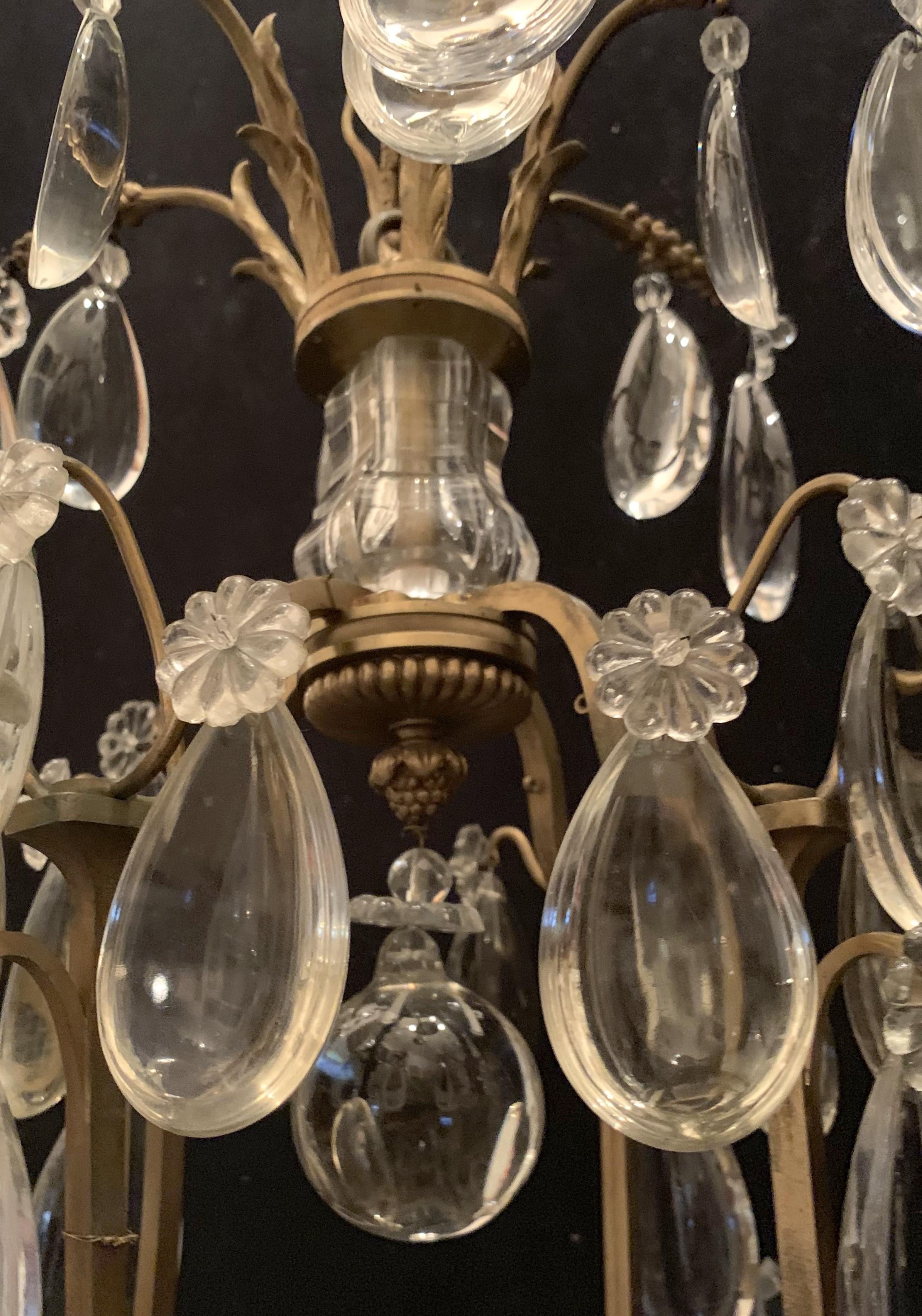 20th Century Wonderful French Neoclassical Bronze Crystal Regency Baguès 9-Light Chandelier For Sale