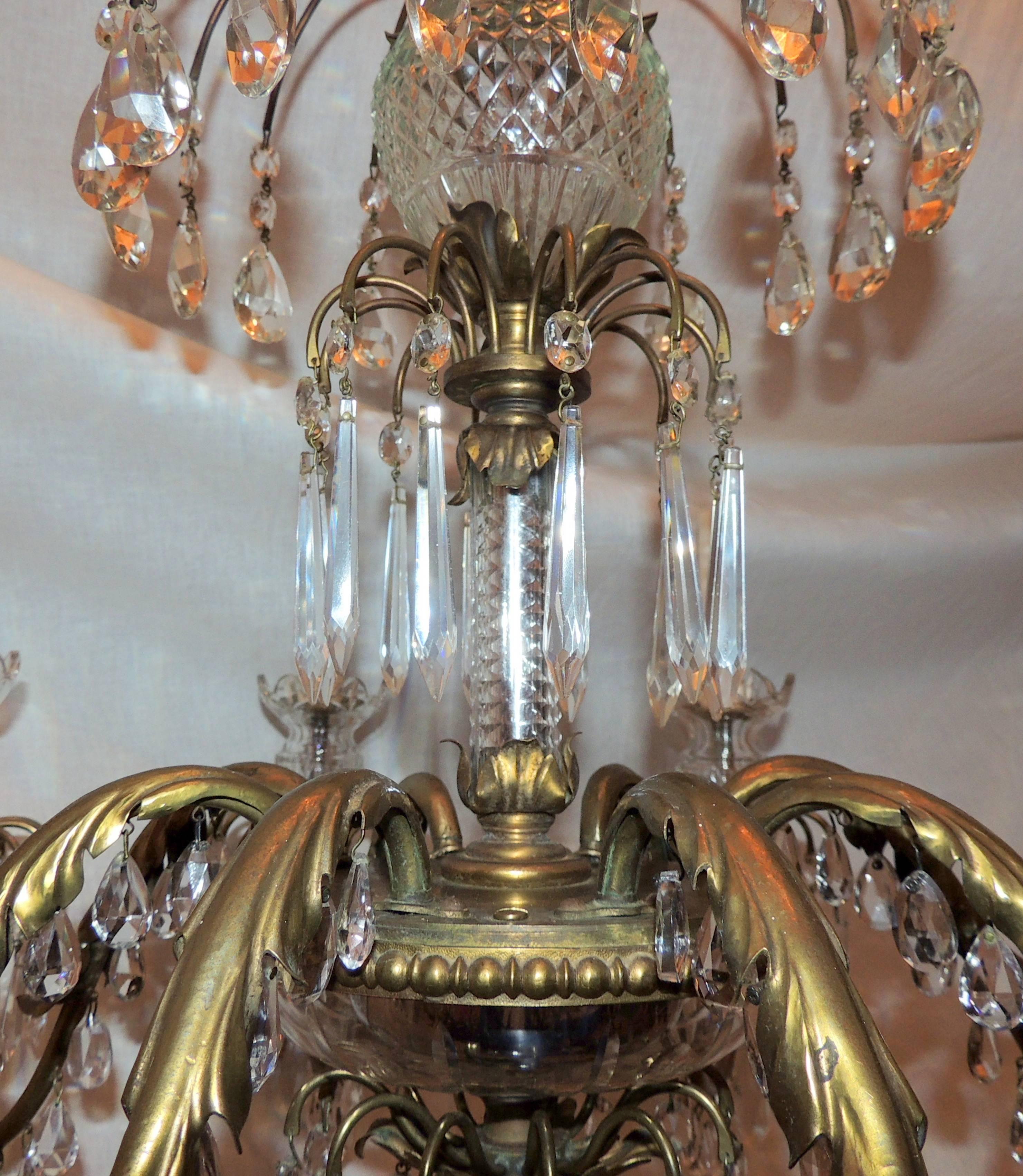 Early 20th Century Wonderful French Neoclassical Bronze Crystal Regency Baltic Empire Chandelier For Sale