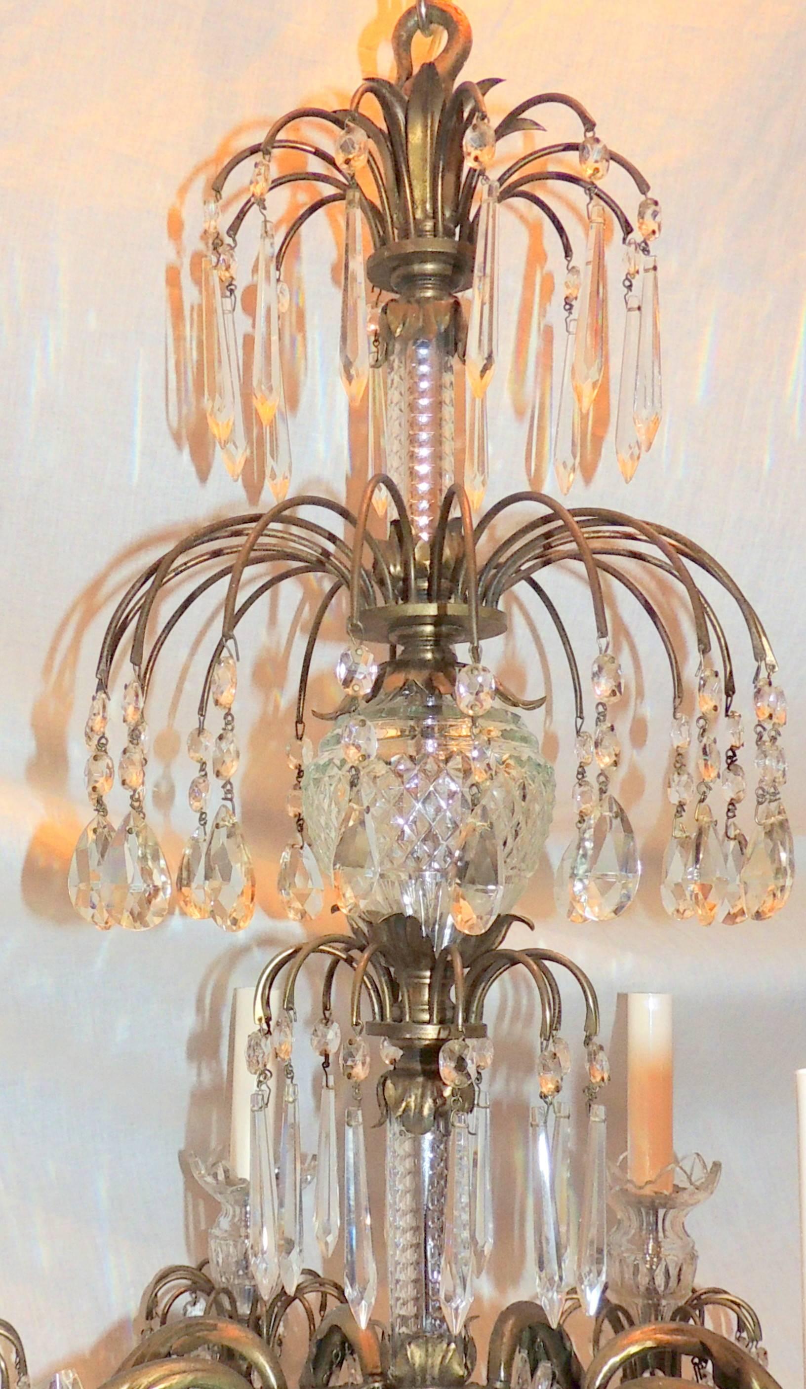 Wonderful French Neoclassical Bronze Crystal Regency Baltic Empire Chandelier For Sale 1