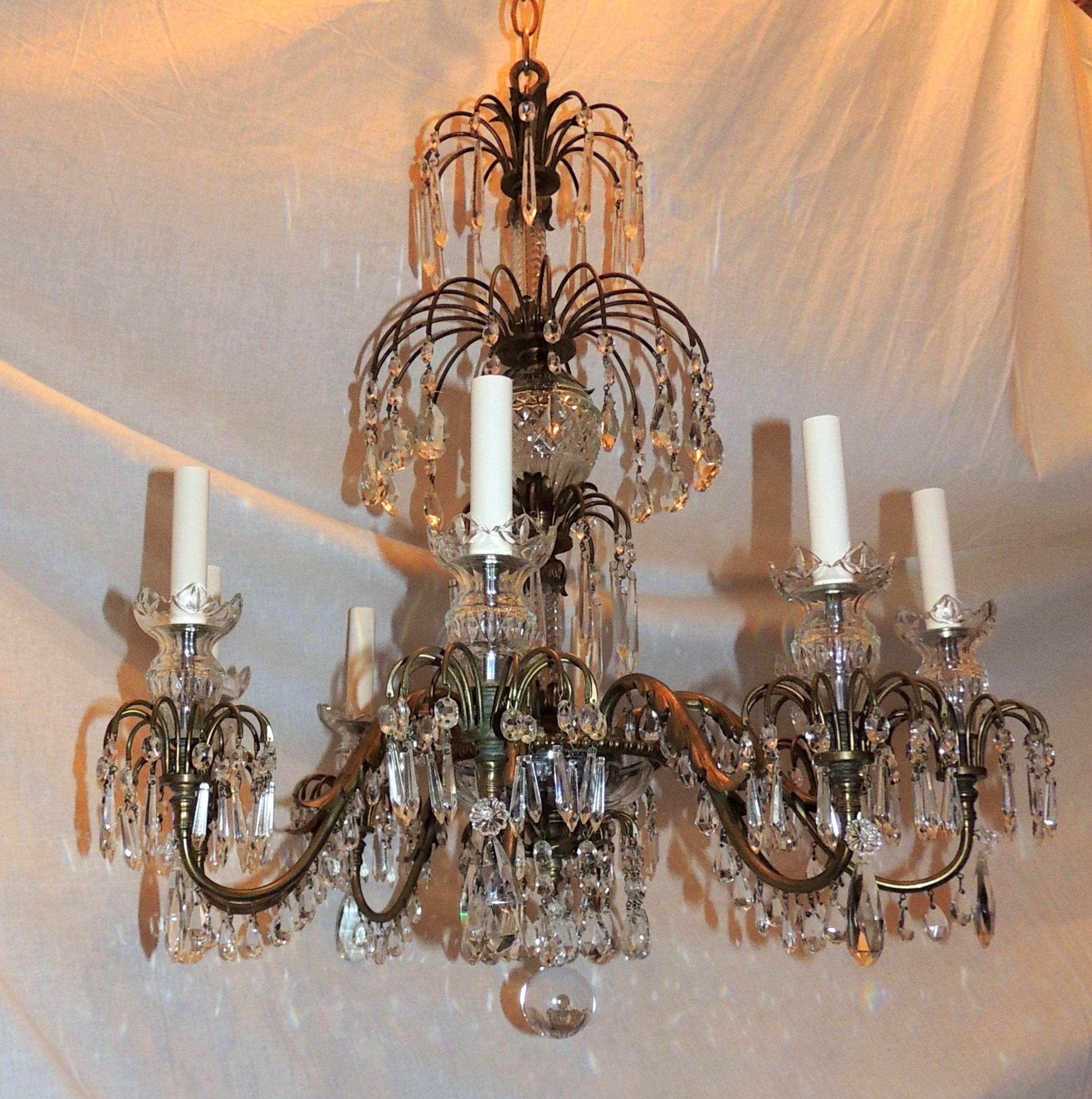 Wonderful French Neoclassical Bronze Crystal Regency Baltic Empire Chandelier For Sale 2