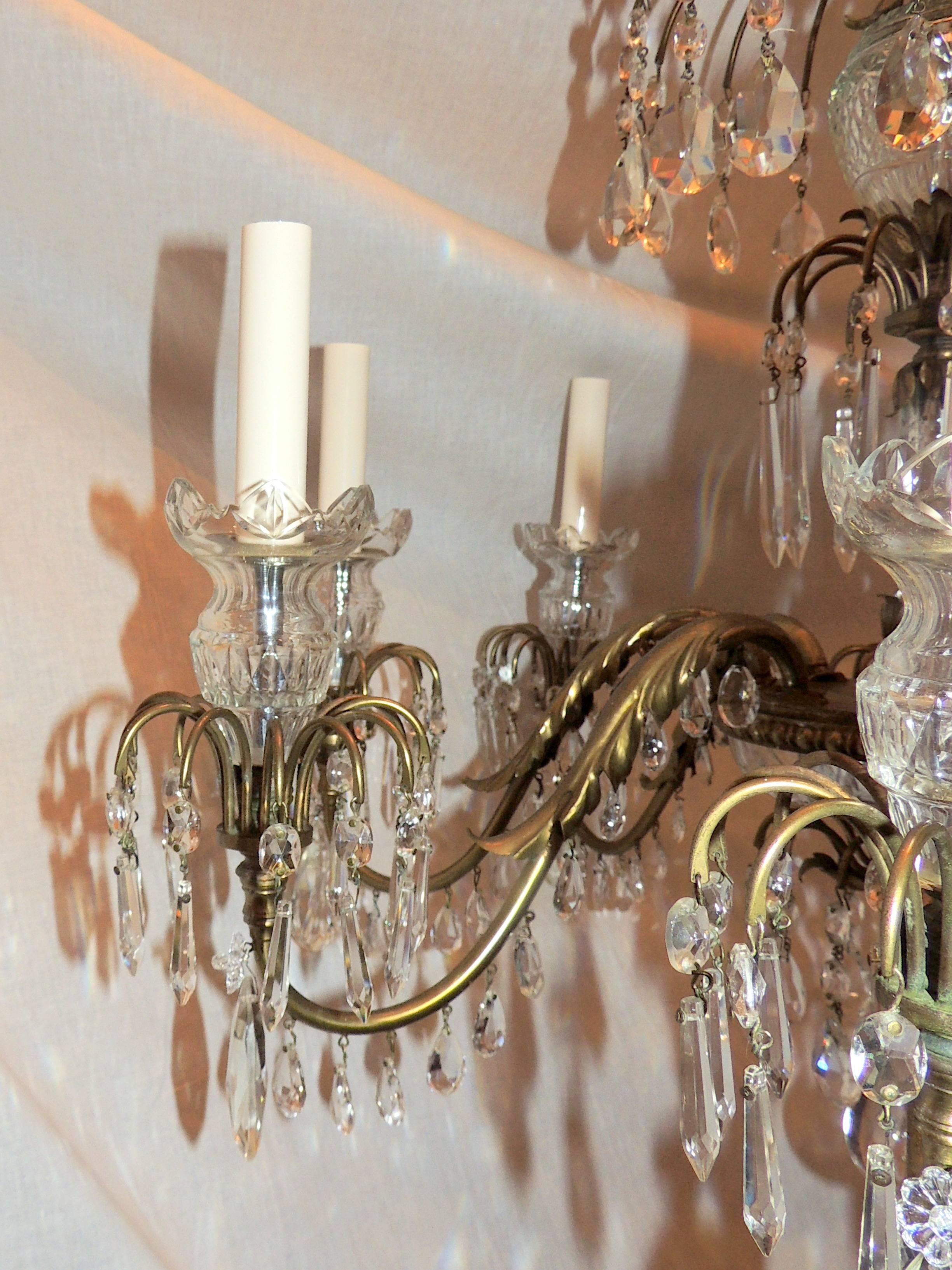 Wonderful French Neoclassical Bronze Crystal Regency Baltic Empire Chandelier For Sale 3