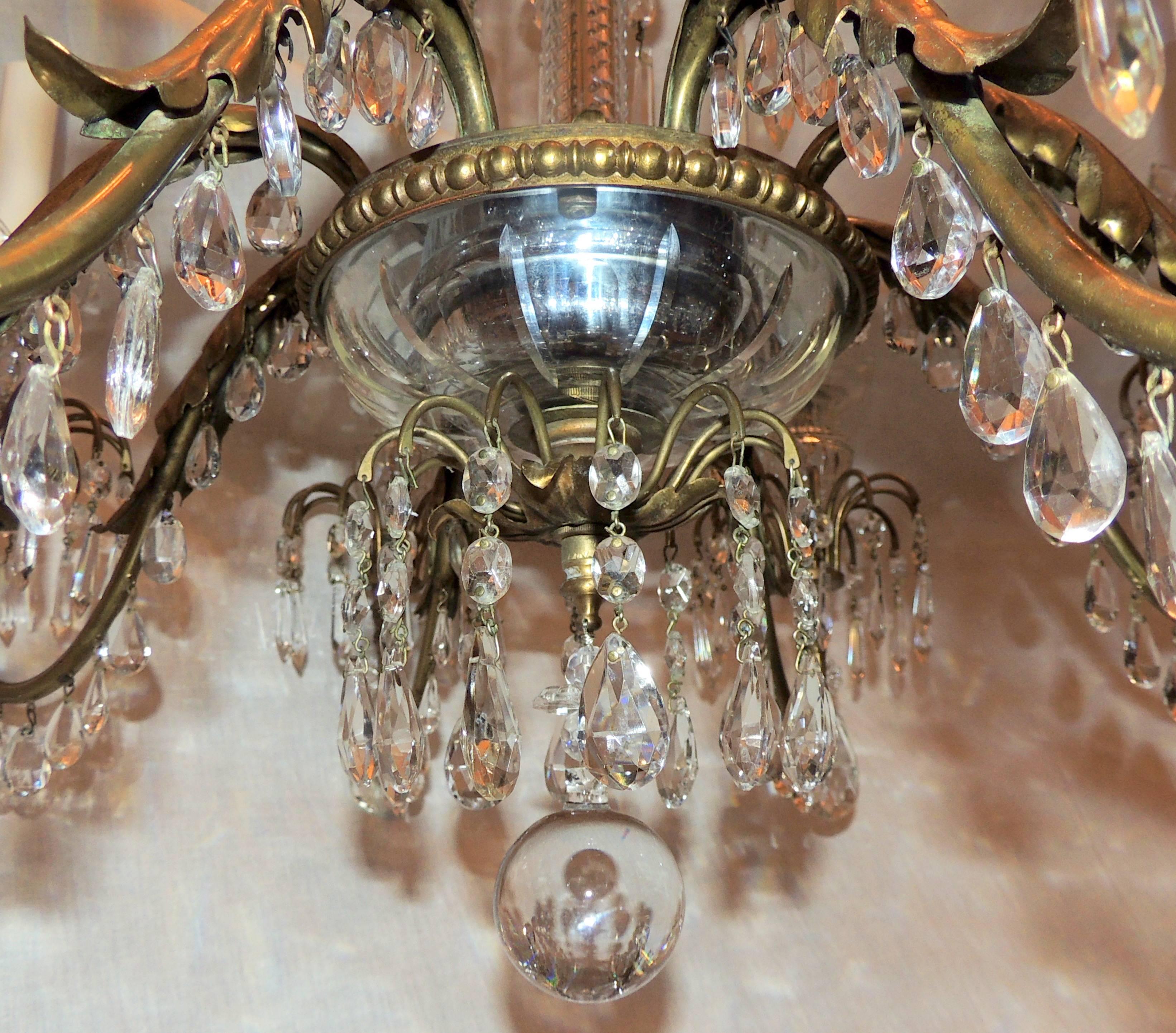 Wonderful French Neoclassical Bronze Crystal Regency Baltic Empire Chandelier For Sale 4