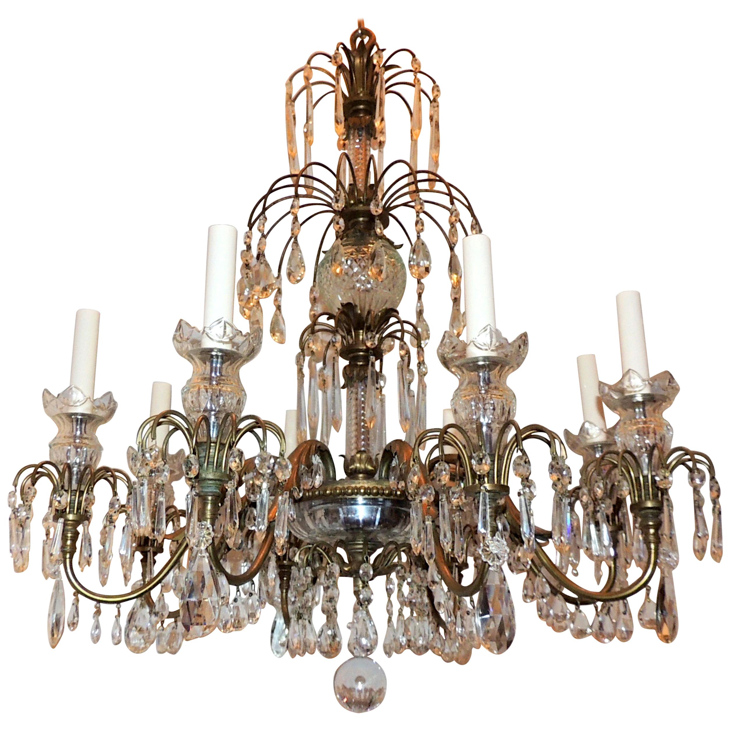 Wonderful French Neoclassical Bronze Crystal Regency Baltic Empire Chandelier For Sale