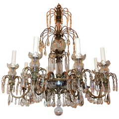 Magnifique lustre néoclassique français Regency en bronze et cristal de l'Empire baltique