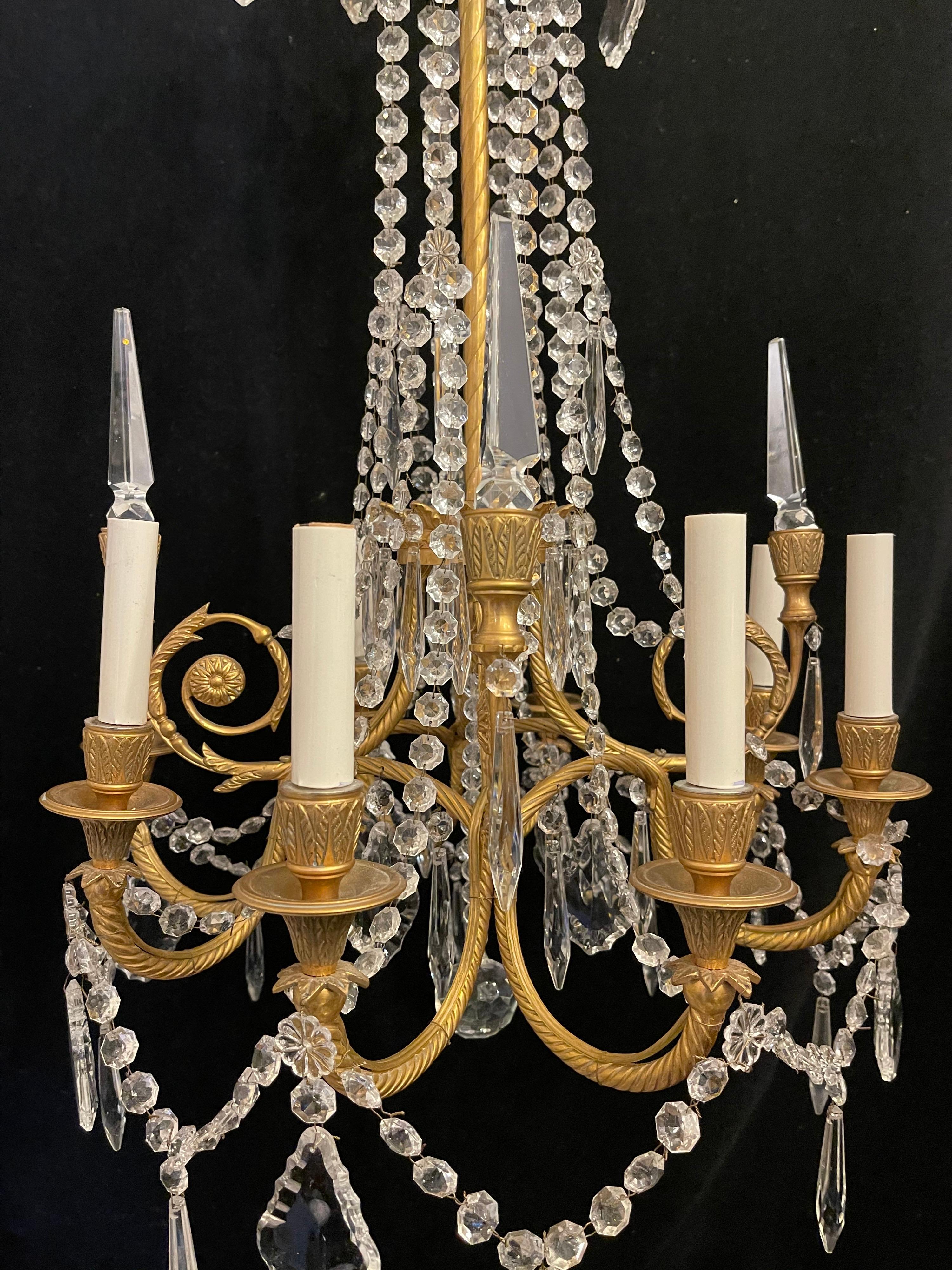 Wonderful French Neoclassical Dore Bronze and Crystal 8-Light Chandelier 3