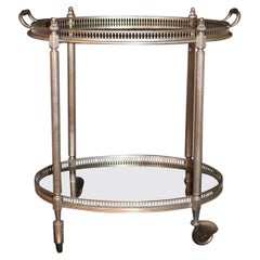 Merveilleux chariot de bar à deux étages en verre nickelé (a) Gallery Tray Table