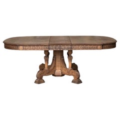 Antique Wonderful French Oak 19th Century Dining Table with Single Extension Leaf