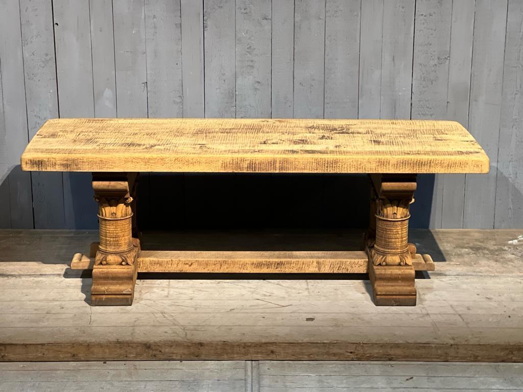 Wonderful French Oak Farmhouse Dining Table with Architectural Base For Sale 12
