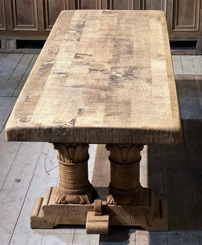 Wonderful French Oak Farmhouse Dining Table with Architectural Base For Sale 1