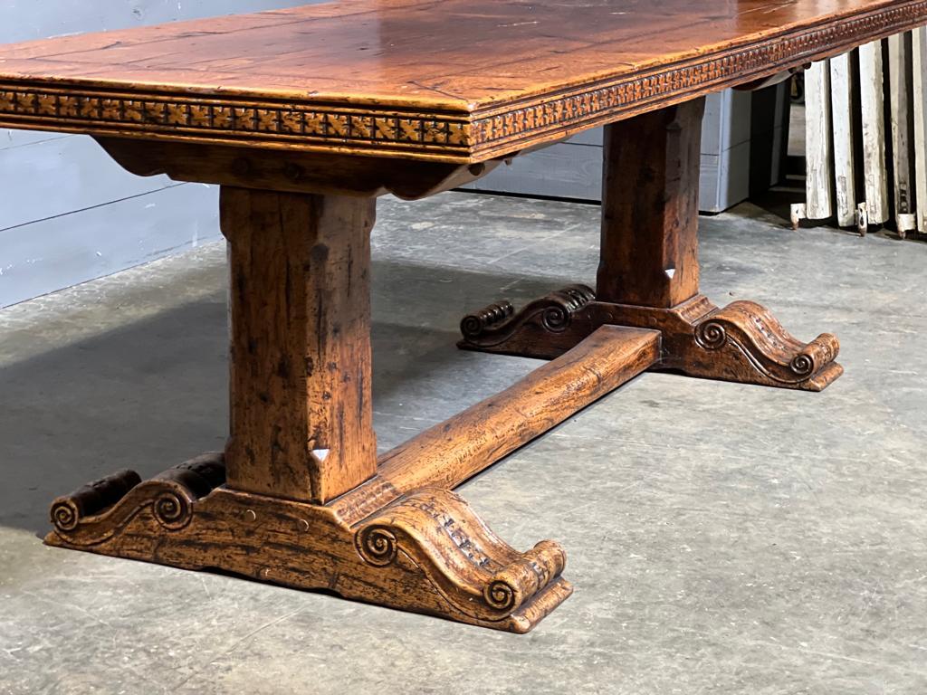 Wonderful French Oak One Piece Top Farmhouse Dining Table  7