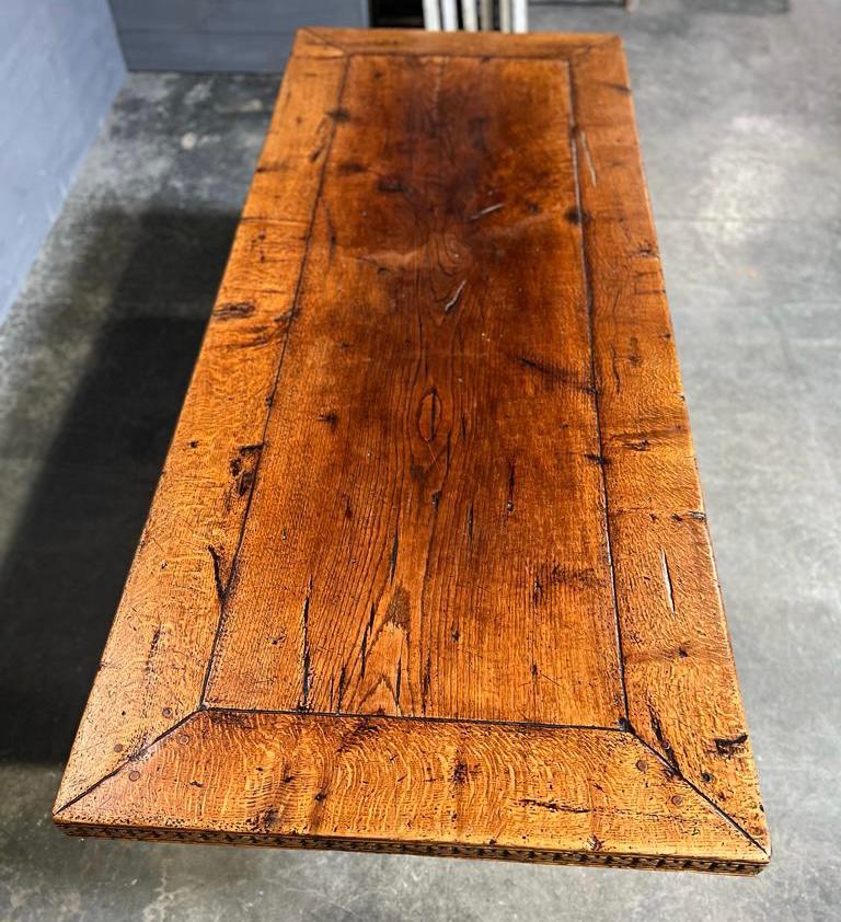 Wonderful French Oak One Piece Top Farmhouse Dining Table  2