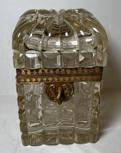 Wonderful French Ormolu Mounted Cut Crystal Bronze Baccarat Casket Jewelry Box