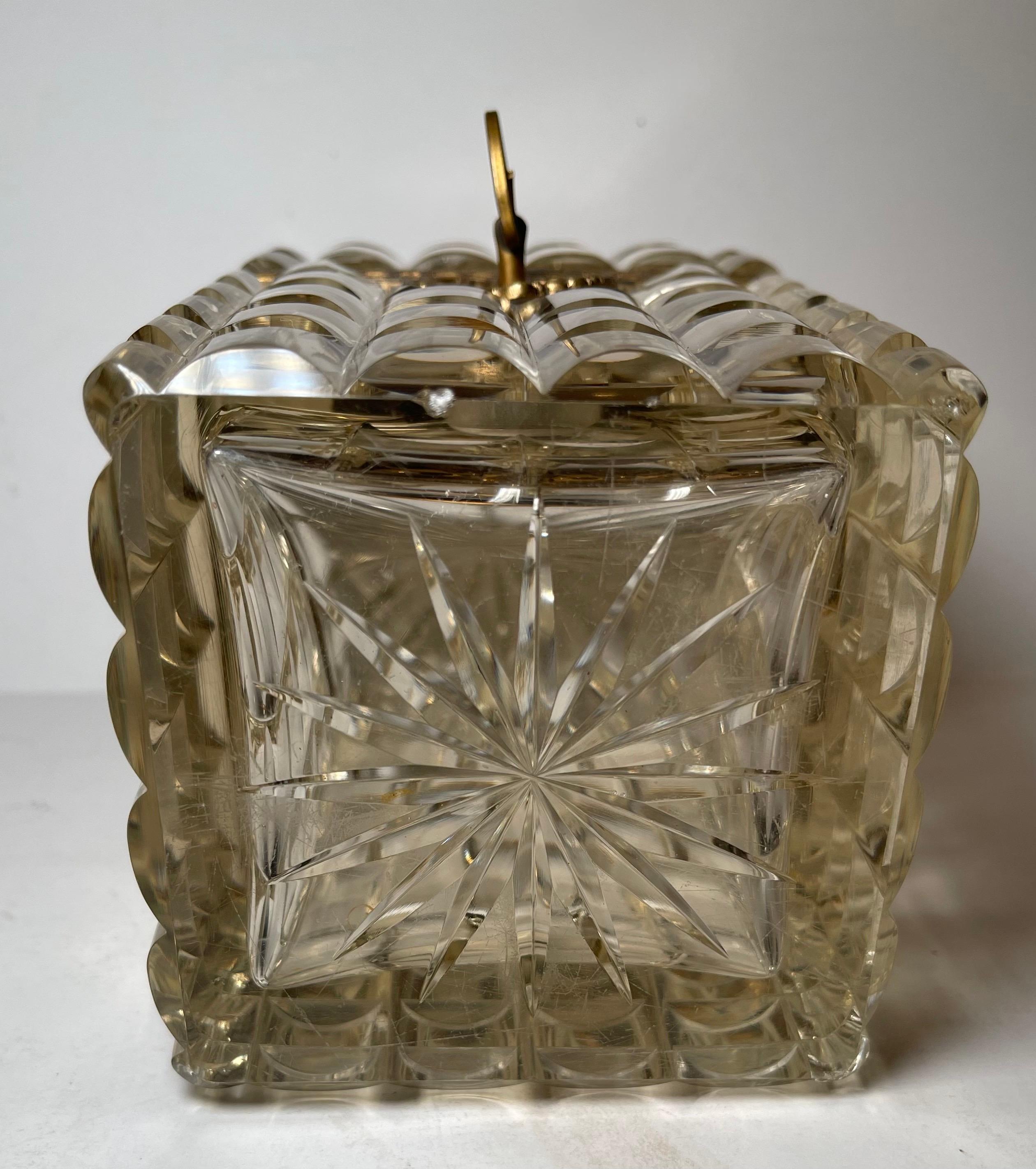 Wonderful French Ormolu Mounted Cut Crystal Bronze Baccarat Casket Jewelry Box For Sale 2