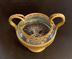 Wonderful French Ormolu Mounted Doré Bronze Crystal Vase Glass Urn Centerpiece