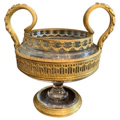 Wonderful French Ormolu Mounted Doré Bronze Crystal Vase Glass Urn Centerpiece