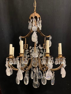 Wonderful French Pagoda Gilt Rock Crystal Baguès Chandelier Nine-Light Fixture
