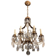 Wonderful French Pagoda Gilt Rock Crystal Baguès Chandelier Nine-Light Fixture