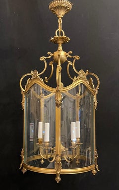 Wonderful French Pair Bronze Rococo Louis XV Lantern Chandelier Pendent Fixtures