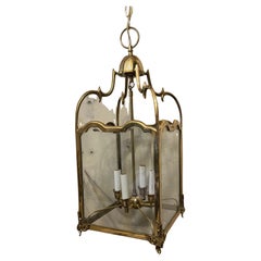 Wonderful French Polished Brass Vaughan Square Glass Lantern Pendent Fixture