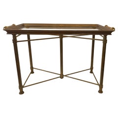 Wonderful French Regency Brass Glass Butlers Serving Coffee Cocktail Tray Table