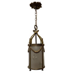 Wonderful French Regency Bronze Louis XV Star Frosted Art Glass Lantern Fixture