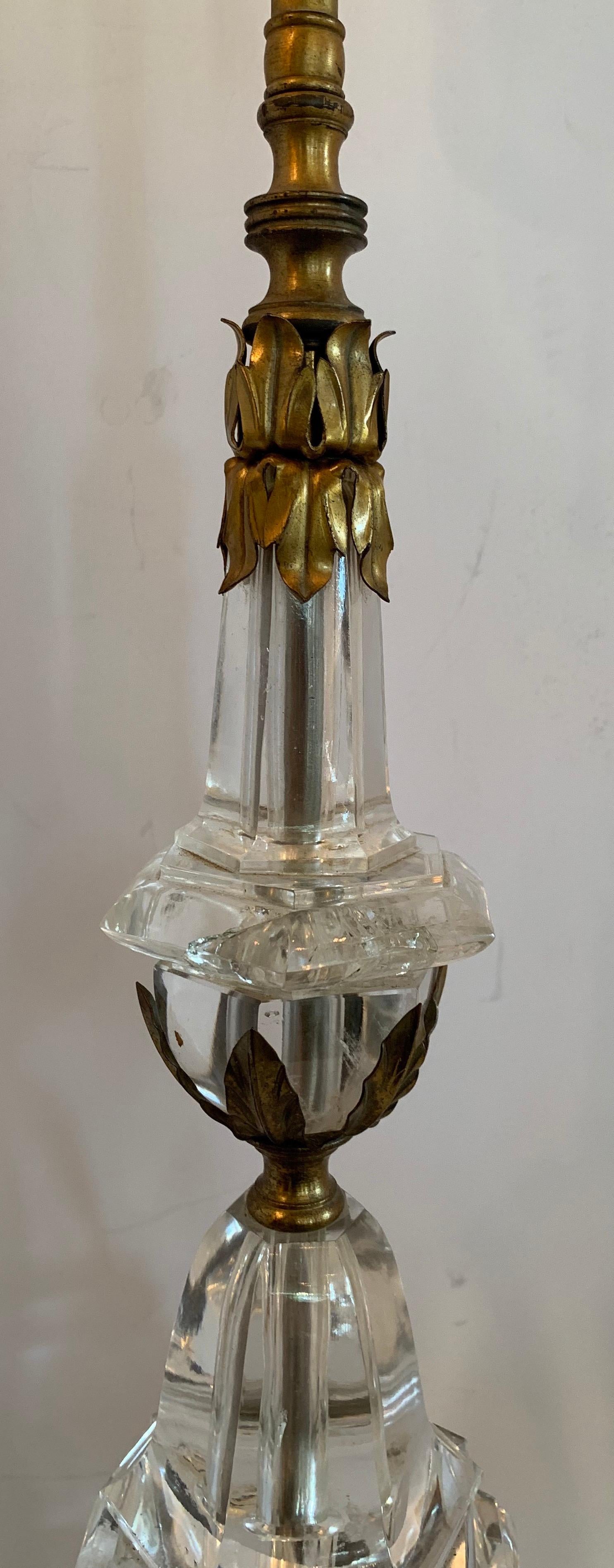 Gilt Wonderful French Rock Crystal Bronze Ormolu Mounted Regency Rare Caldwell Lamp For Sale