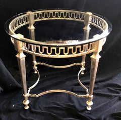 Wonderful French Silver Leaf Handmade Iron Gueridon Side Table Beveled Glass