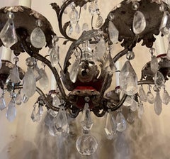 Wonderful French Silver Red Gilt Bagues Rock Crystal Chandelier E.F. Caldwell