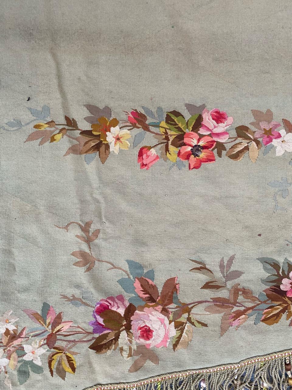 Hand-Woven Bobyrug’s Wonderful French Valance Aubusson Tapestry For Sale